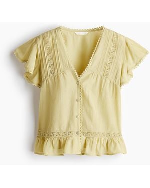 H&M Bluse mit Spitze - Gelb