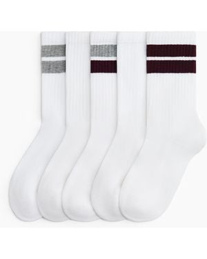 H&M 5er-Pack Gerippte Socken - Weiß