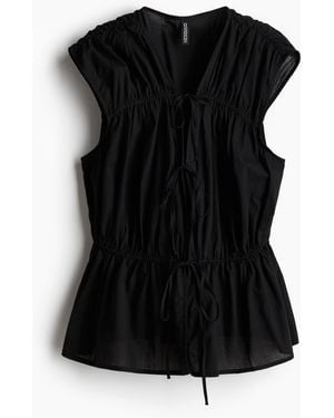 H&M Bluse mit Bindedetail - Schwarz