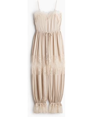H&M Jumpsuit mit Spitze und Balloon Leg - Weiß