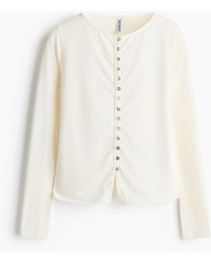 H&M Geknöpftes Feinstrick-Shirt - Weiß