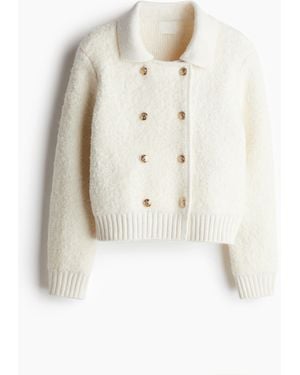 H&M Doppelreihiger Bouclé-Cardigan - Weiß