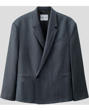 H&M Einreihiges Jackett aus Wollgemisch in Loose Fit - Blau