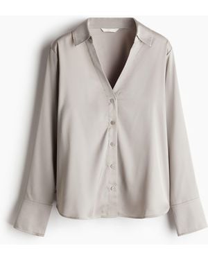 H&M Bluse mit V-Ausschnitt - Weiß