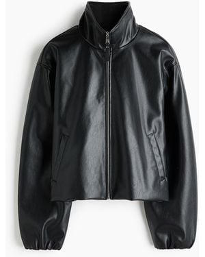 H&M Beschichtete Jacke mit Trichterkragen - Schwarz