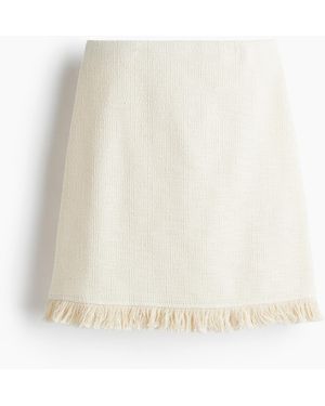 H&M Boucléjupe mit Fransensaum - Weiß