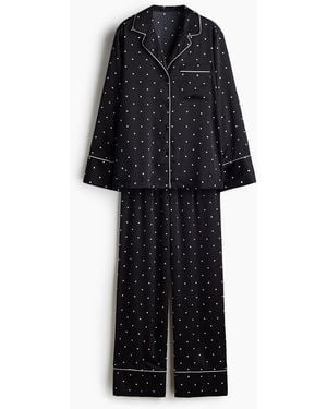 H&M Satinpyjama - Schwarz