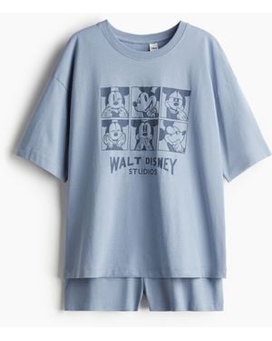 H&M Pyjama Met Print - Blauw