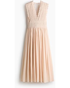 H&M Kleid mit Spitzenoberteil - Natur