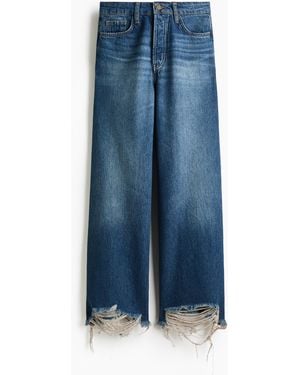 H&M Wide High Waist Ankle Jeans - Blauw