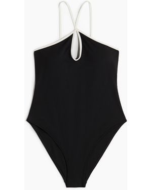 H&M Badeanzug mit Cut-outs und wattierten Cups - Schwarz