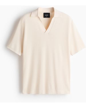 H&M Cooling Strick-Poloshirt in Regular Fit - Natur