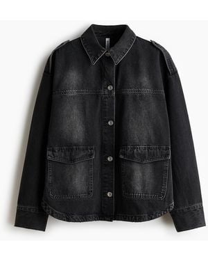 H&M Denim-Overshirt in Oversize-Passform - Schwarz