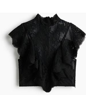 H&M Spitzentop mit Volant - Schwarz
