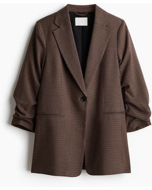 H&M Blazer Met Rimpeleffect - Bruin