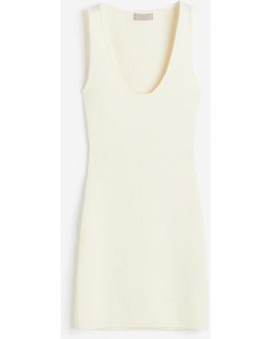 H&M Mouwloze Gebreide Jurk - Wit