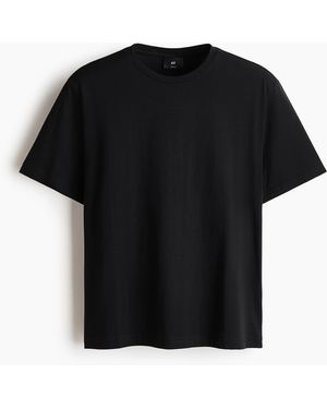H&M T-Shirt aus Pima-Baumwolle in Regular Fit - Schwarz
