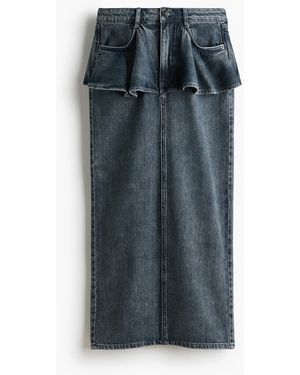 H&M Denimrock mit Volant - Grau