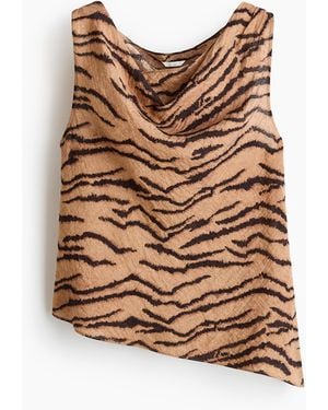 H&M Asymmetrische Top Met Watervalhals - Bruin