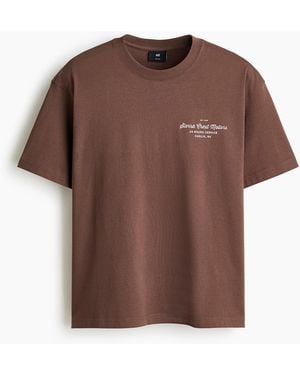 H&M Bedrucktes T-Shirt in Loose Fit - Braun