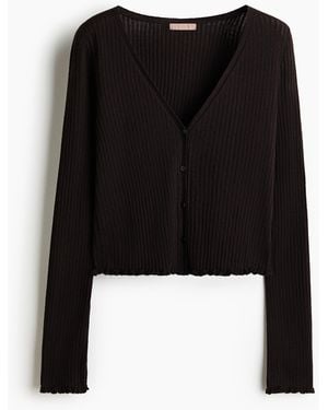 H&M Gerippter Cardigan aus Leinengemisch - Schwarz