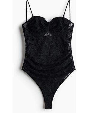 H&M Tangabody aus Spitze - Schwarz