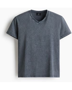 H&M Baumwoll-T-Shirt in Slim Fit - Blau