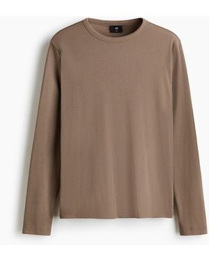 H&M Longsleeve aus Baumwolle in Slim Fit - Braun