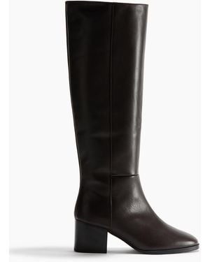 H&M Kniehohe Lederstiefel - Schwarz