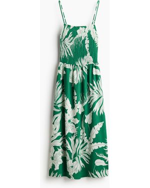 H&M Gesmoktes Trägerkleid - Grün