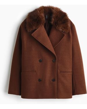 H&M Cabanjacke mit flauschigem Kragen - Braun