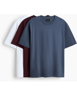 H&M 3er-Pack T-Shirts Relaxed Fit - Blau