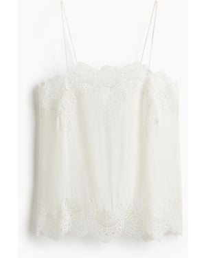H&M Viskosetop mit Spitze - Weiß