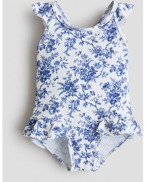 H&M Badpak Met Bloemenprint - Blauw