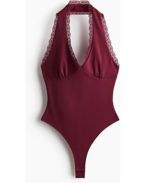 H&M Neckholder-Body mit Spitzenbesatz - Rot