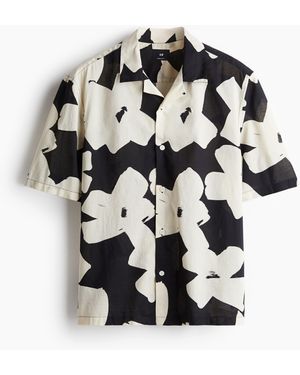 H&M Freizeithemd aus Baumwolle in Regular Fit - Schwarz