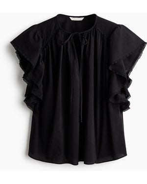 H&M Oversized Bluse mit Spitze - Schwarz