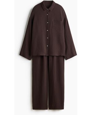 H&M Pyjama aus Baumwollmusselin - Braun