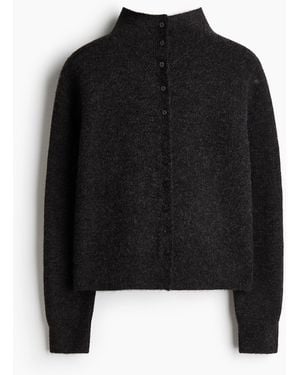 H&M Cardigan in Boucléstrick - Schwarz