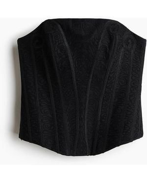 H&M Korsagentop mit Stickereien - Schwarz