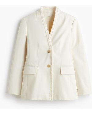 H&M Blazer mit Fransenkanten - Weiß