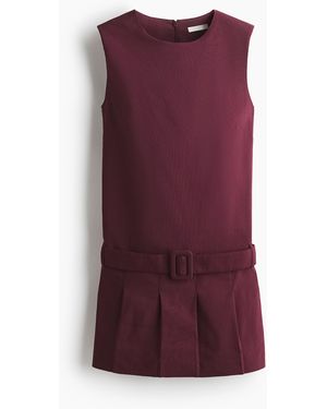 H&M Shift-jurk Met Ceintuur - Paars