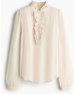 H&M Blouse Met Volants - Naturel