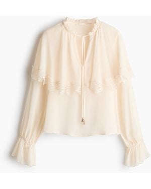 H&M Bluse mit Volantkragen - Natur