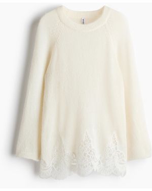 H&M Pullover mit Spitze - Weiß