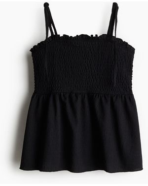 H&M Straptop Met Smokwerk - Zwart