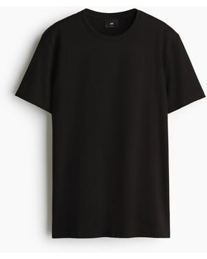 H&M T-Shirt aus Pima-Baumwolle Slim Fit - Schwarz