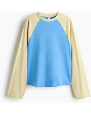 H&M Baumwollshirt mit Raglanärmeln - Blau