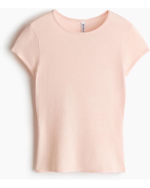 H&M Shirt in Feinstrick mit Kappenärmeln - Pink