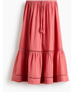 H&M Katoenen Rok Met Kant - Rood